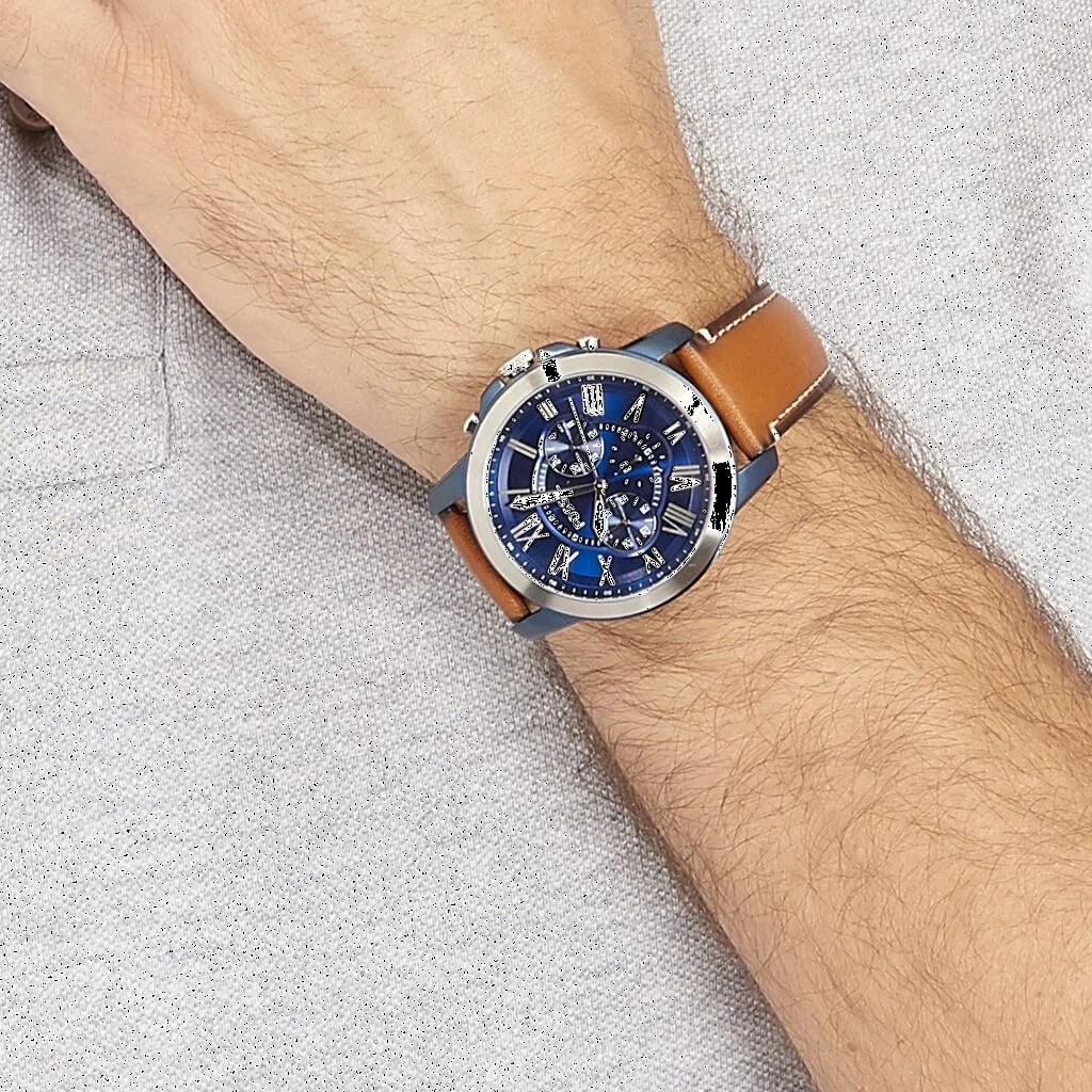 Montre Fossil FS5151 homme verso boîtier bleu