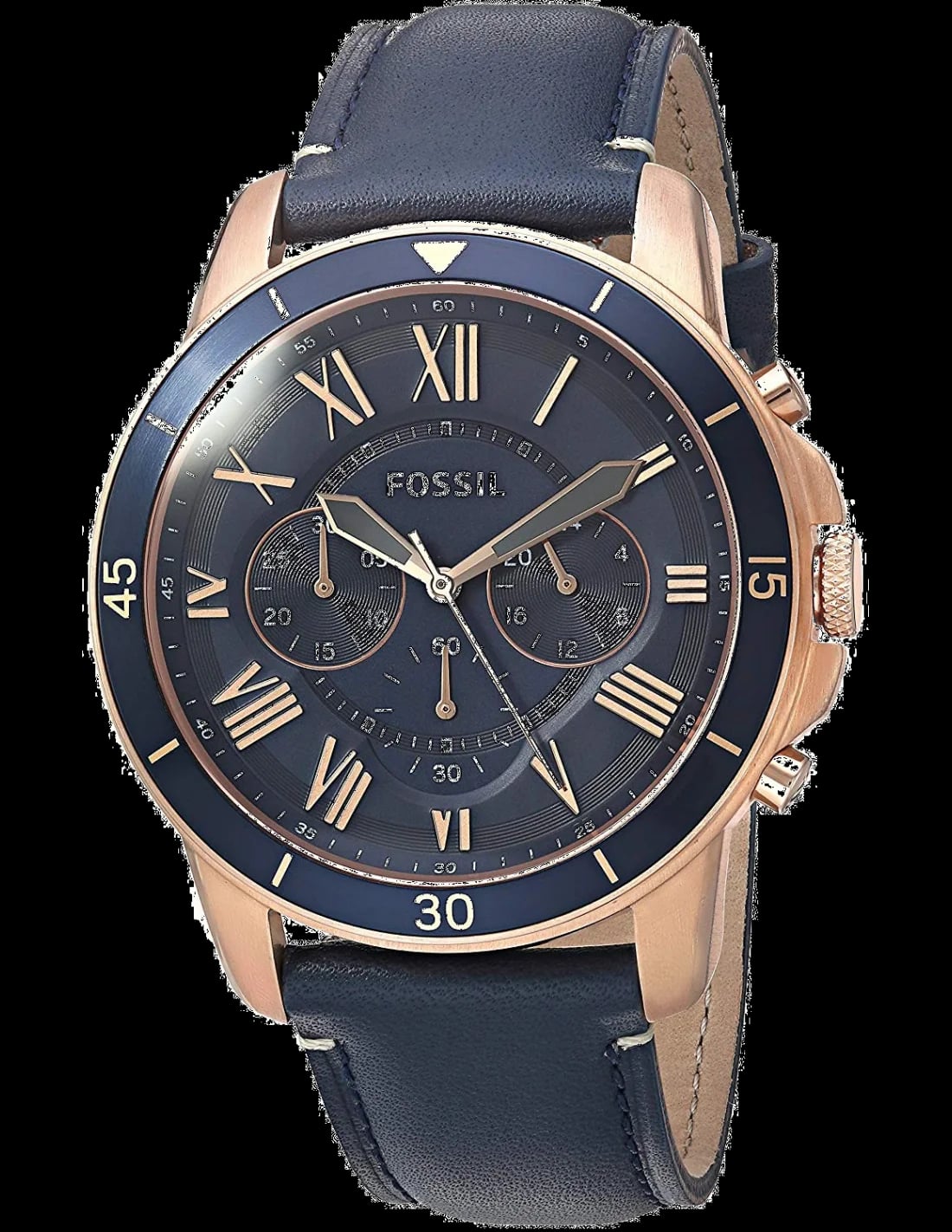 Montre Fossil FS5237 homme cadran bleu bracelet cuir