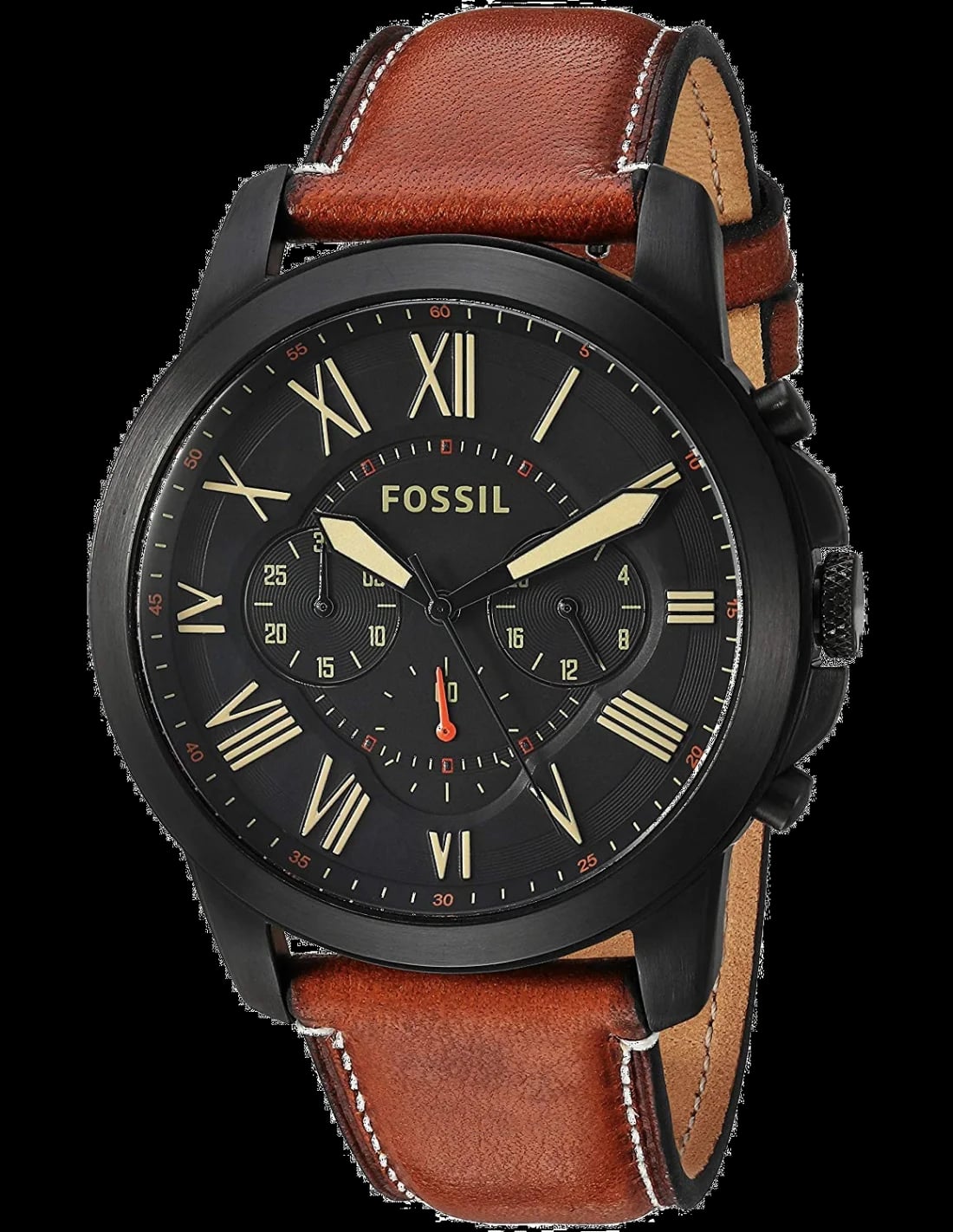 Montre Fossil FS5241 homme cadran noir bracelet cuir