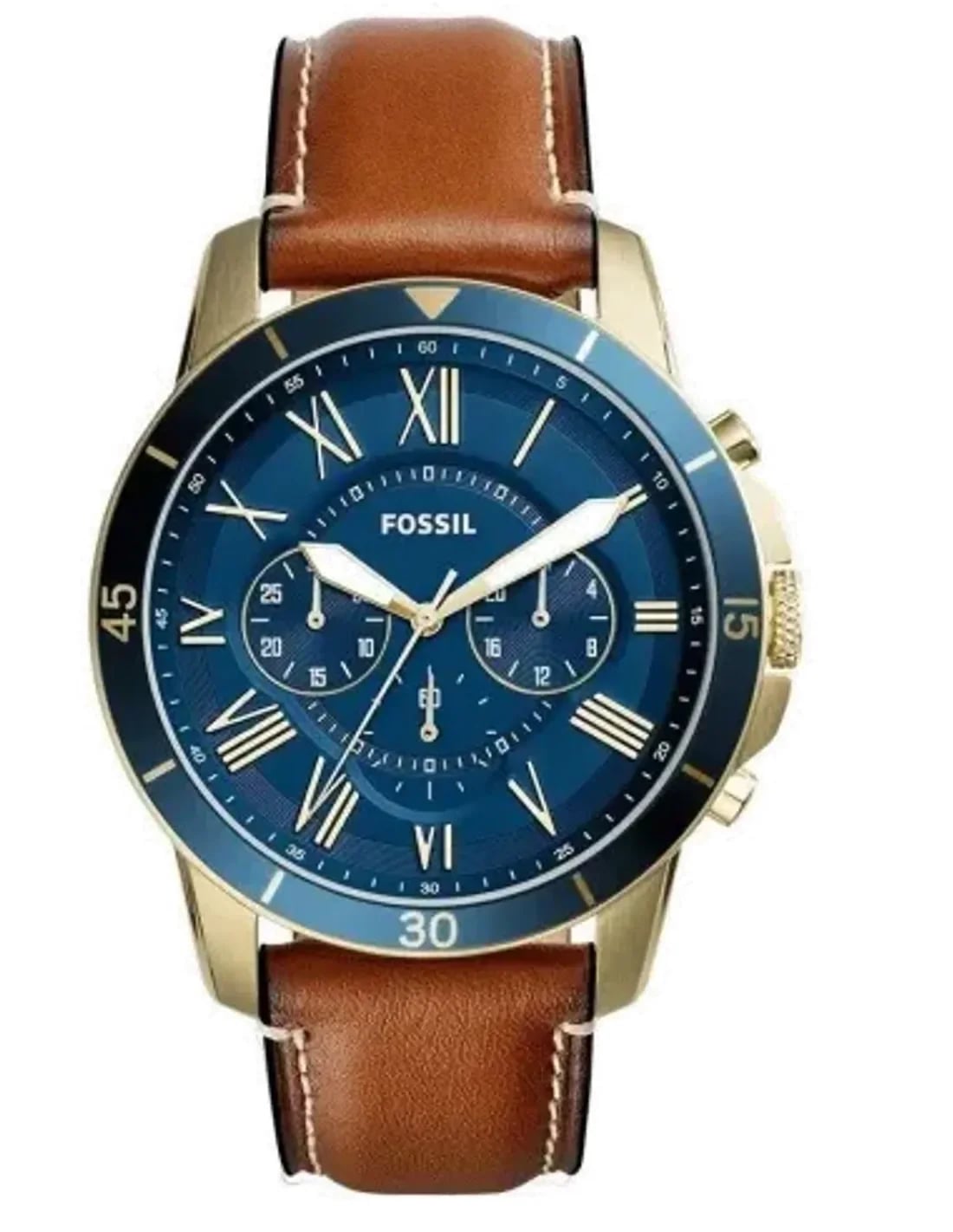Montre Fossil FS5268 homme cadran bleu bracelet cuir