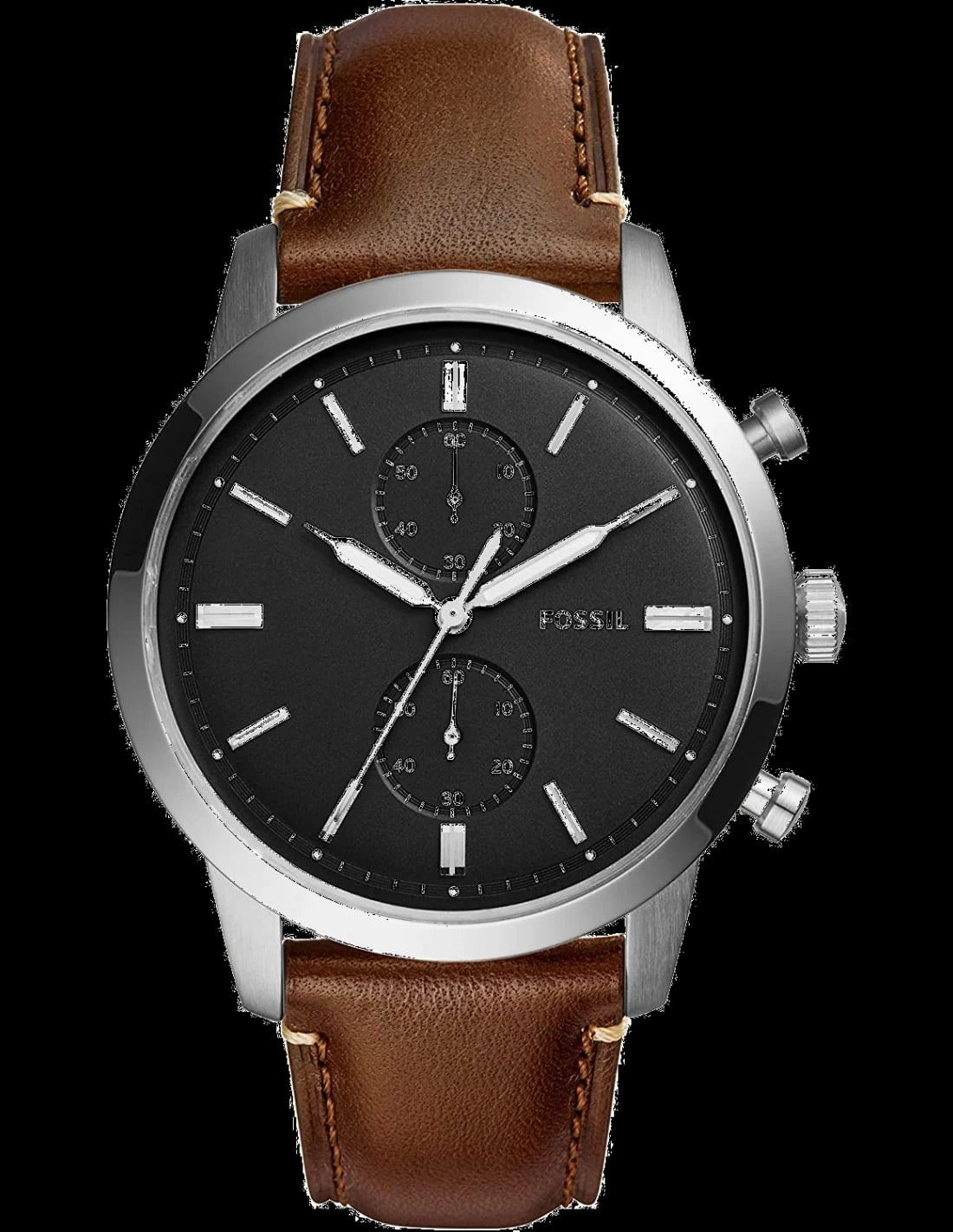Montre Fossil FS5280 homme cadran noir bracelet cuir