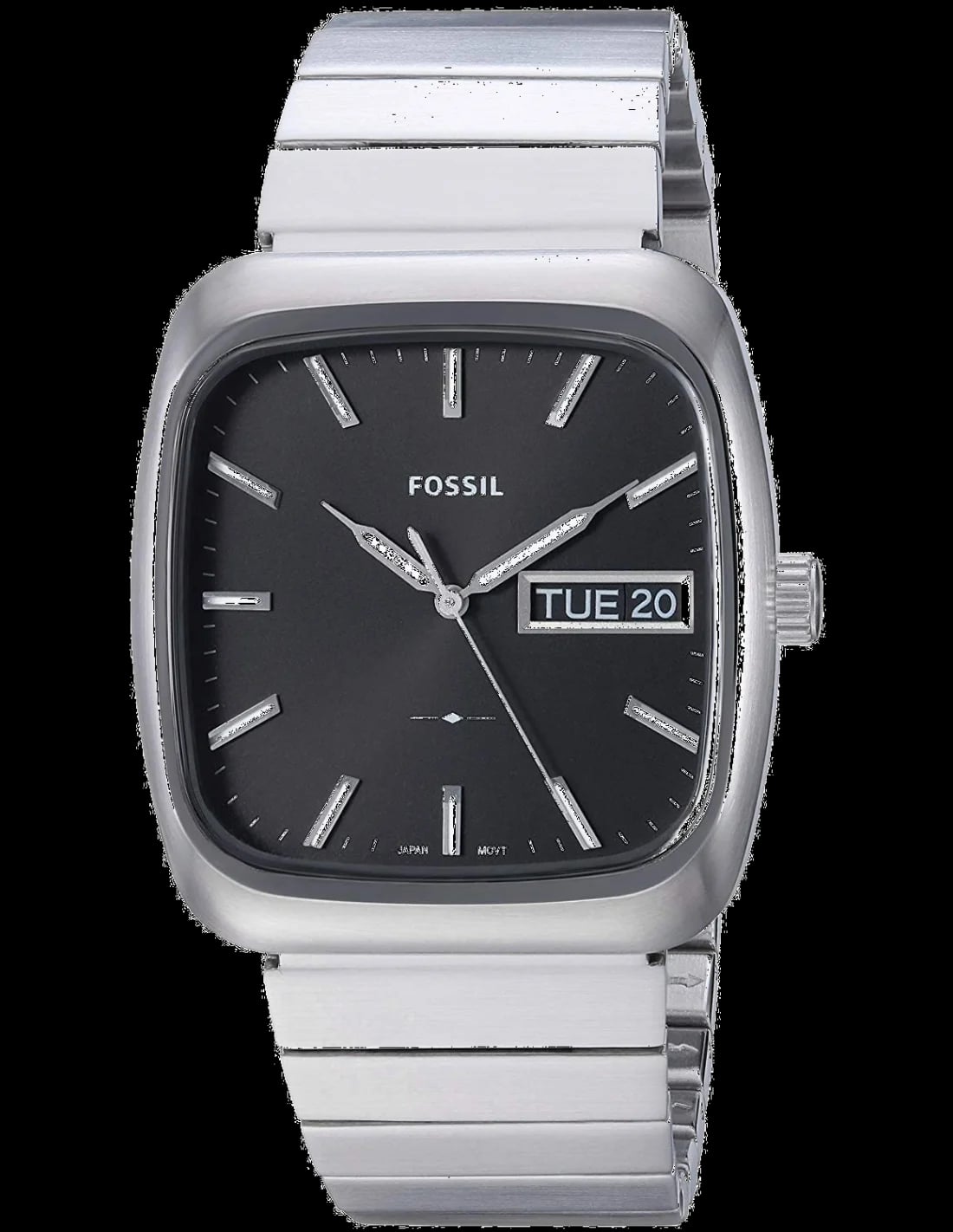 Montre Fossil FS5331 au cadran argenté avec index batons et aiguilles luminescentes, style classique et moderne