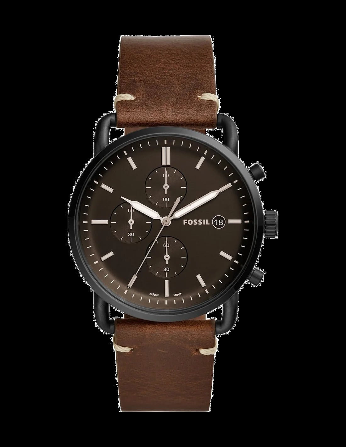 Montre Fossil FS5403 homme cadran noir bracelet cuir