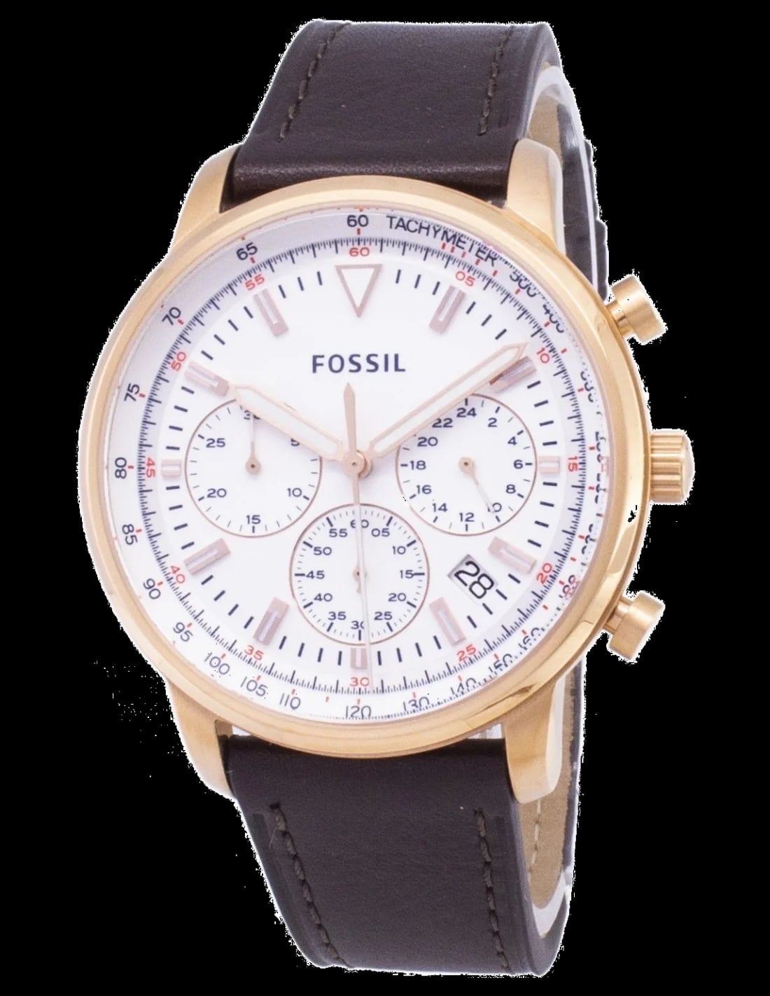 Montre Fossil FS5415 au cadran blanc avec index appliqués et aiguilles luminescentes, style classique décontracté
