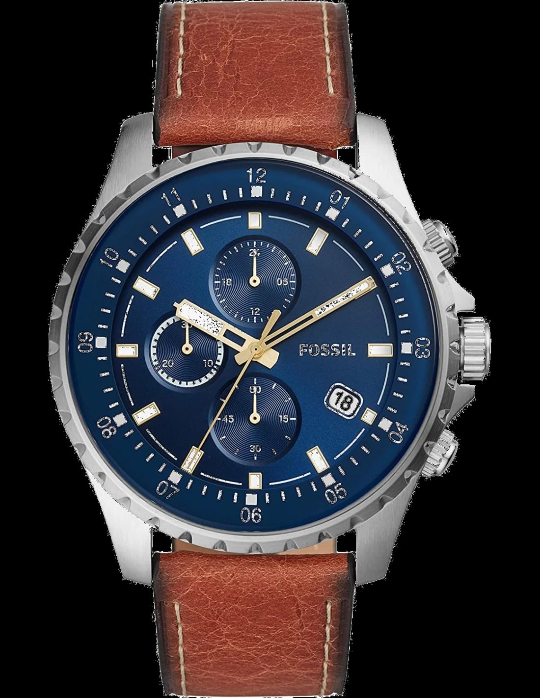 Montre Fossil FS5675 homme cadran bleu bracelet cuir