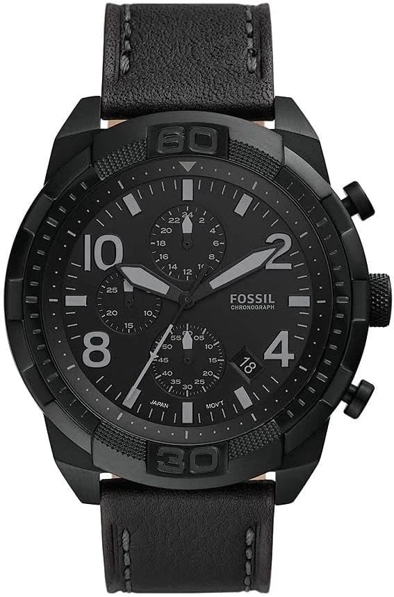 Montre Fossil FS5874 homme cadran noir bracelet cuir
