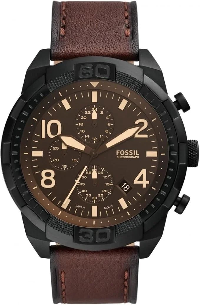 Montre Fossil FS5875 homme cadran noir bracelet cuir