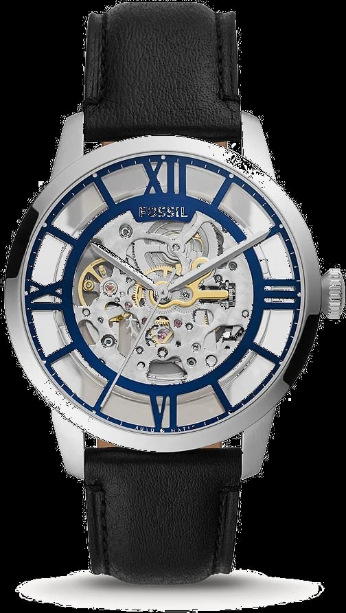 Montre Fossil ME3200 homme cadran bleu bracelet cuir