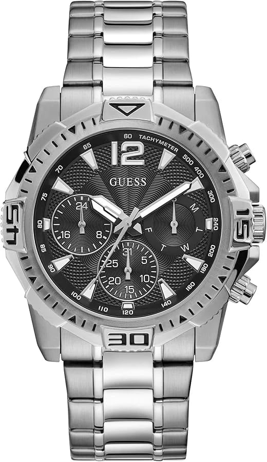 Montre Guess GW0056G1 homme cadran noir bracelet acier inoxydable