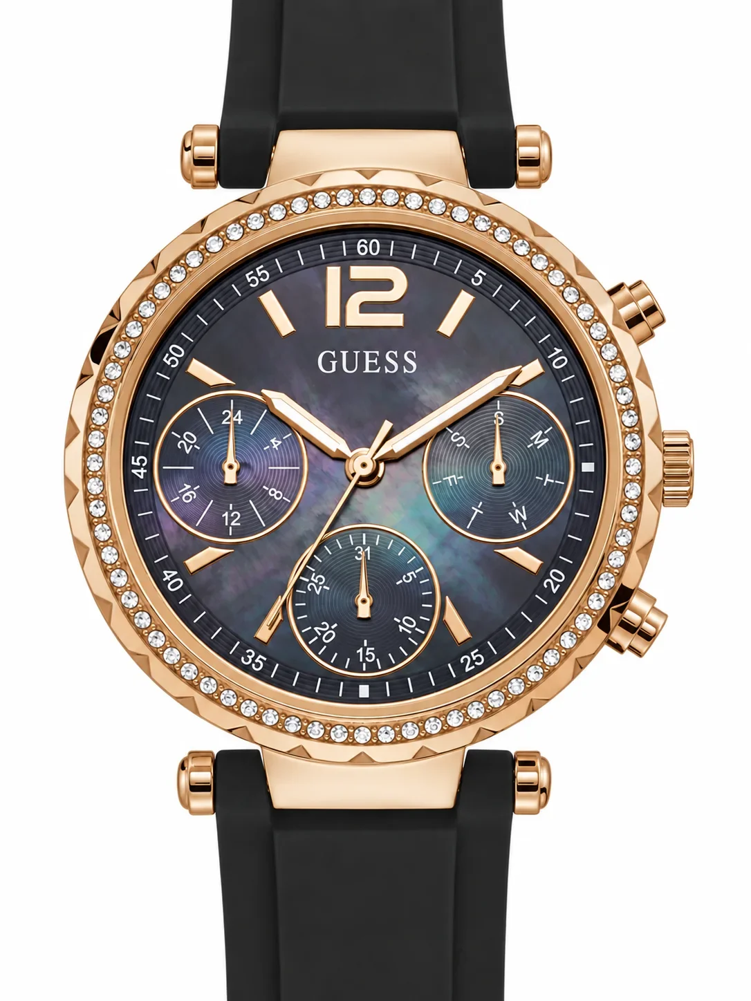 Montre Guess GW0113L2 femme cadran nacre bracelet silicone noir