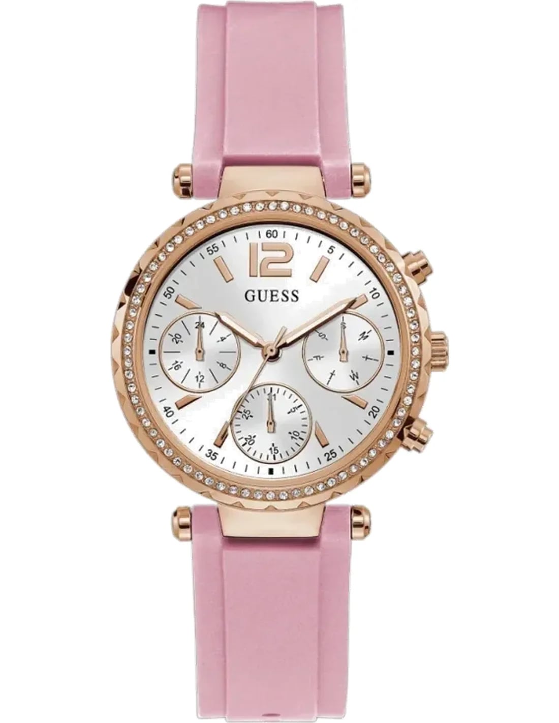 Montre Guess GW0113L4 femme cadran blanc bracelet caoutchouc / silicone
