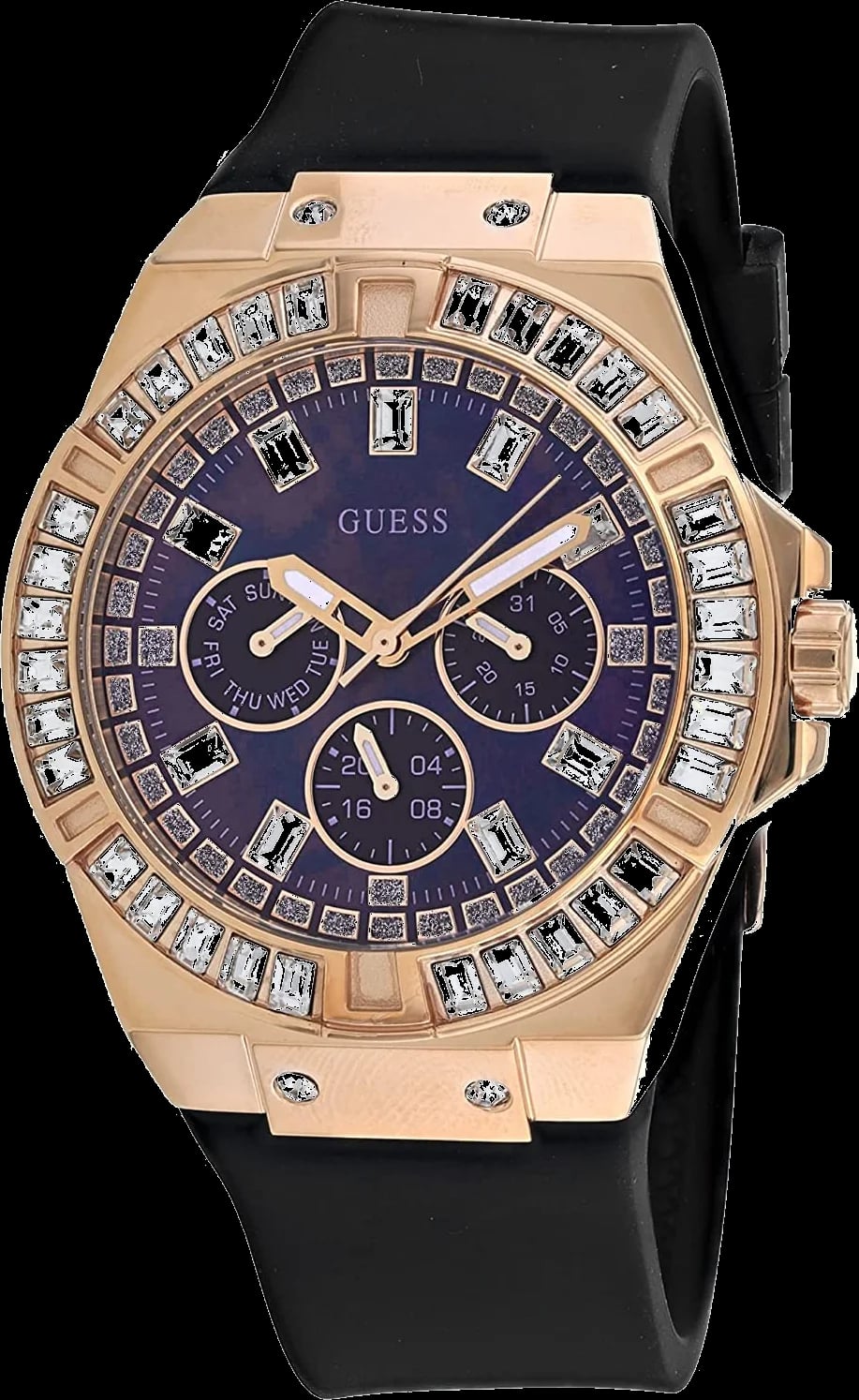 Montre Guess GW0118L2 femme cadran noir bracelet caoutchouc / silicone