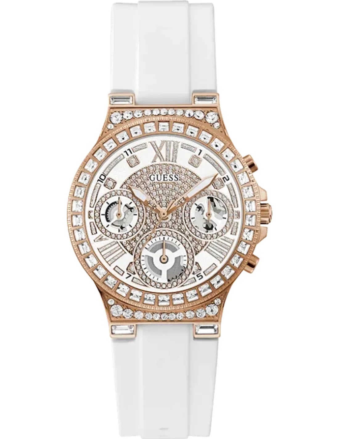 Montre Guess GW0257L2 femme cadran blanc bracelet caoutchouc / silicone