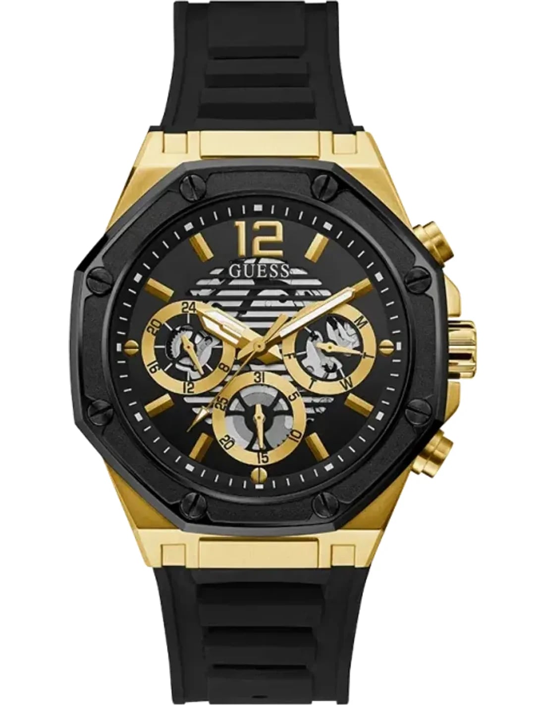 Montre Guess GW0263G1 homme cadran noir bracelet caoutchouc / silicone