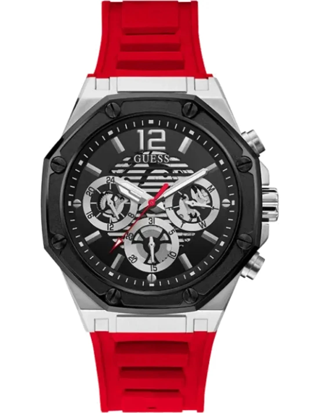 Montre Guess GW0263G3 homme cadran noir bracelet caoutchouc / silicone