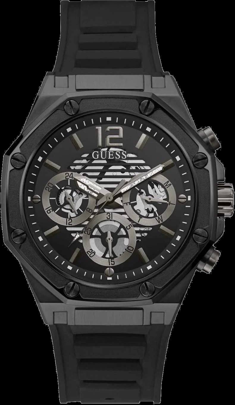 Montre Guess GW0263G4 homme cadran noir bracelet caoutchouc / silicone