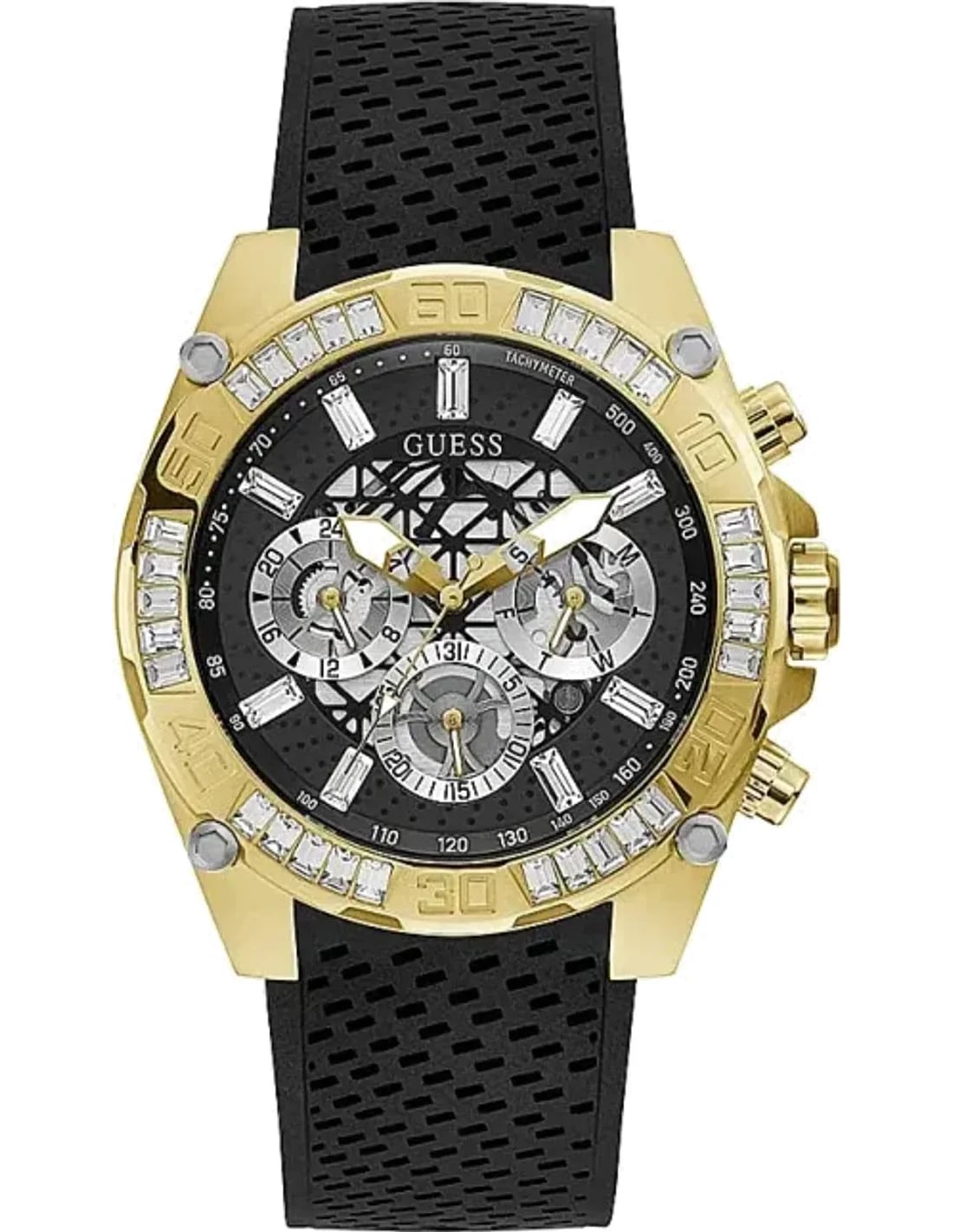 Montre Guess GW0333G2 homme cadran noir bracelet caoutchouc / silicone
