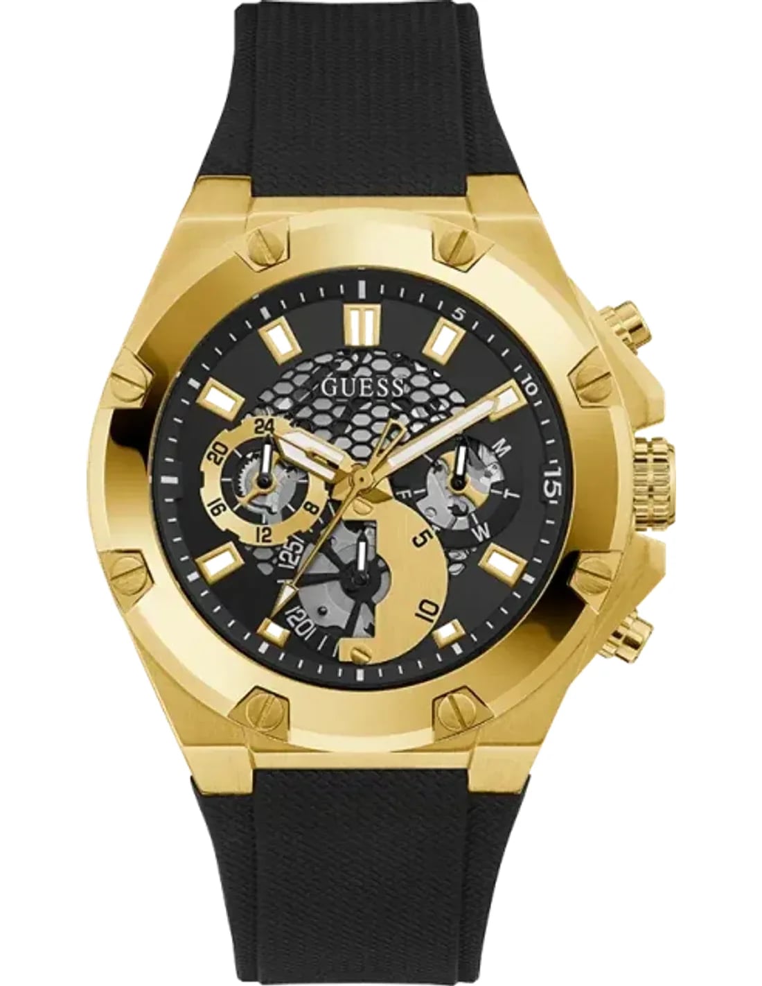 Montre Guess GW0334G2 homme cadran noir bracelet caoutchouc / silicone