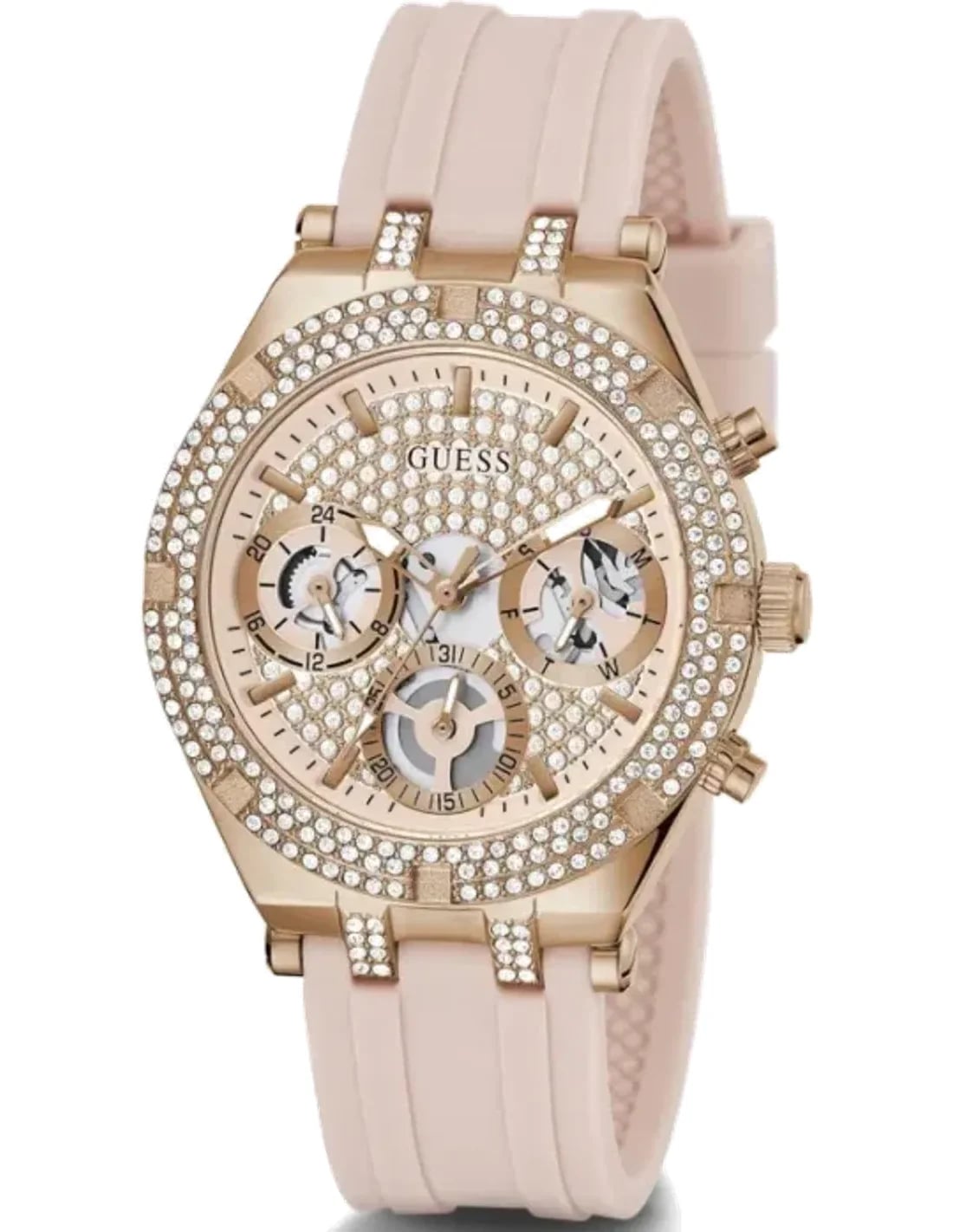 Montre Guess GW0407L3 femme cadran rose bracelet caoutchouc / silicone