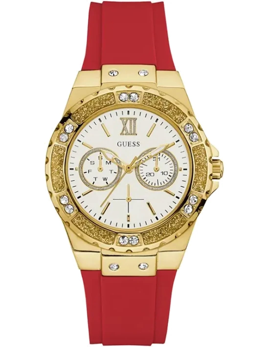 Montre Guess GW0431L1 femme cadran blanc bracelet caoutchouc / silicone