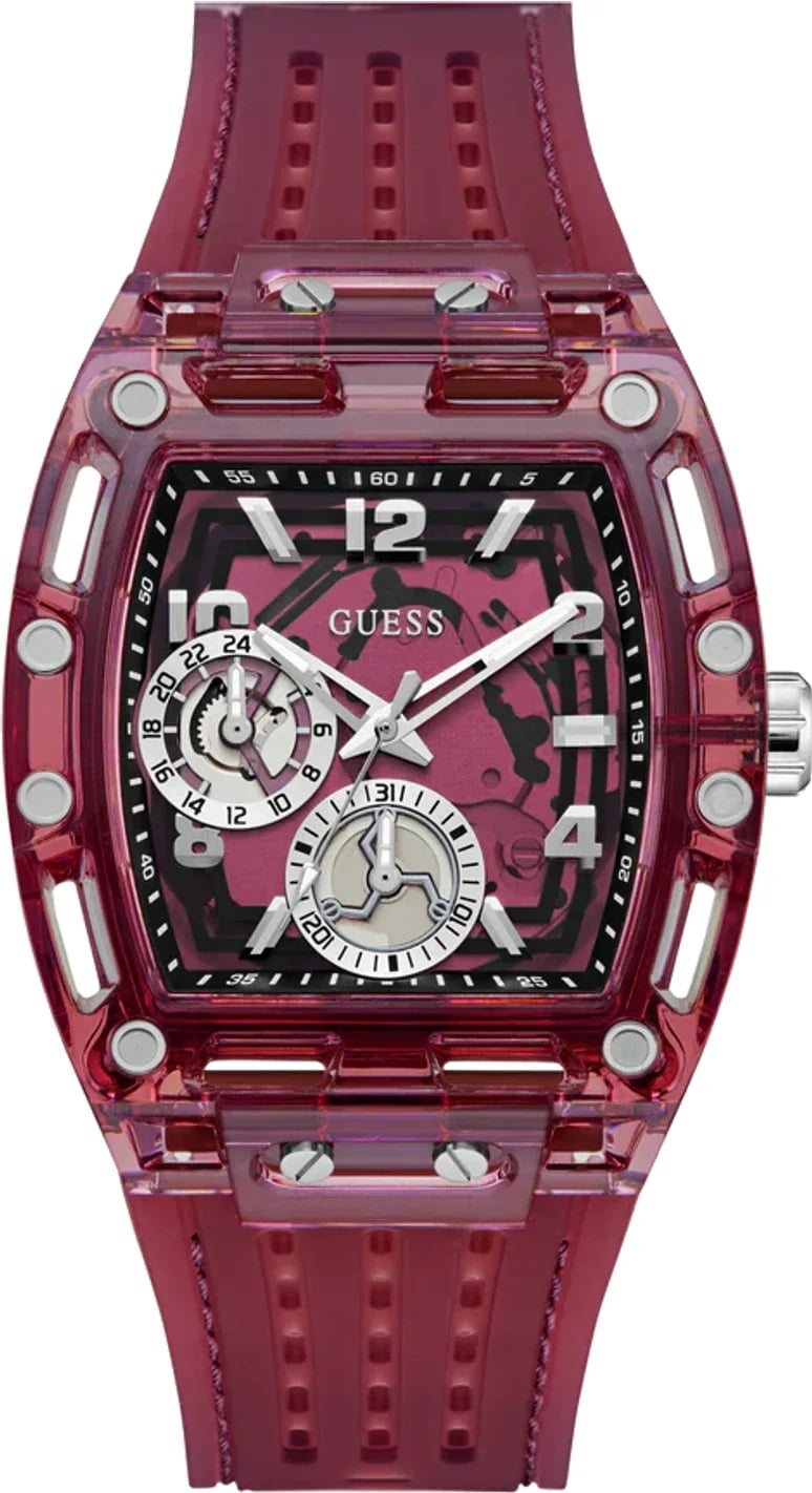 Montre Guess GW0499G12 homme cadran bordeaux bracelet silicone