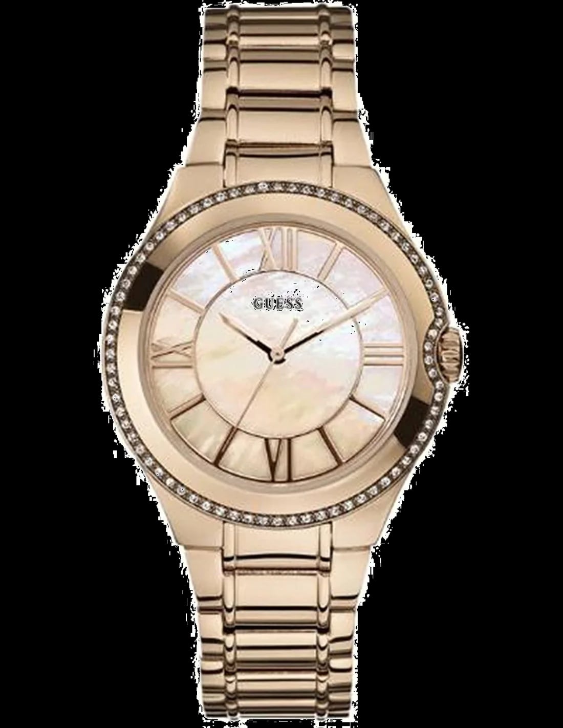 Montre Guess U15503L1 au cadran nacre irisé, aiguilles dorées, style féminin et élégant