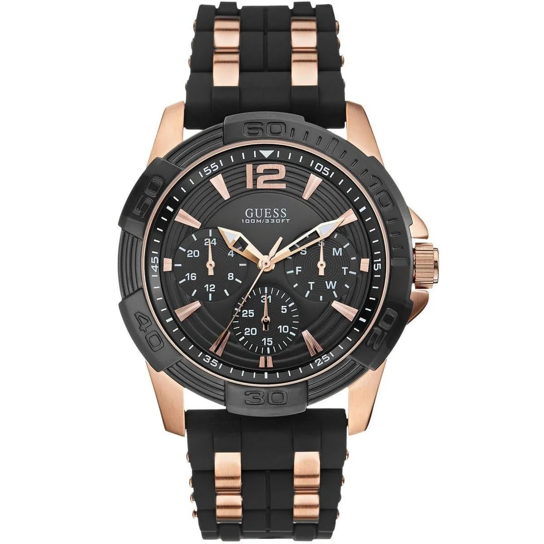 Montre Guess W0366G3 homme cadran noir bracelet caoutchouc / silicone