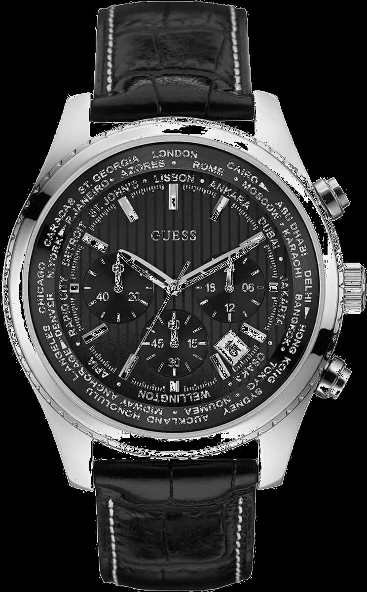 Montre Guess W0500G2 homme cadran noir bracelet cuir