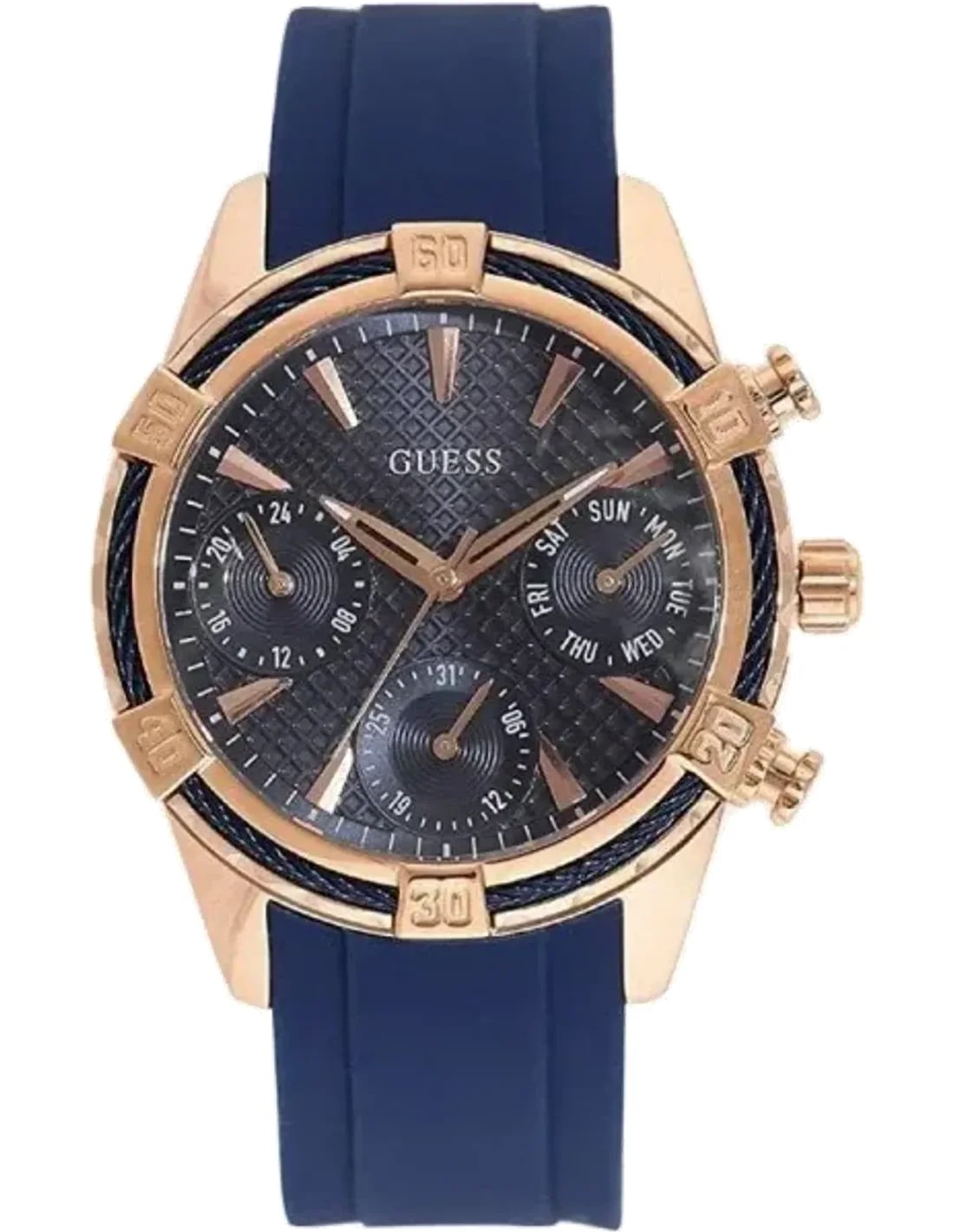 Montre Guess W0562L3 femme cadran bleu bracelet caoutchouc / silicone
