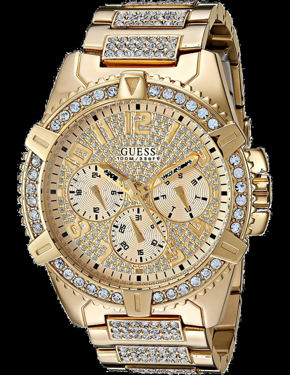 Montre Guess W0799G2 homme cadran doré cristaux Swarovski acier