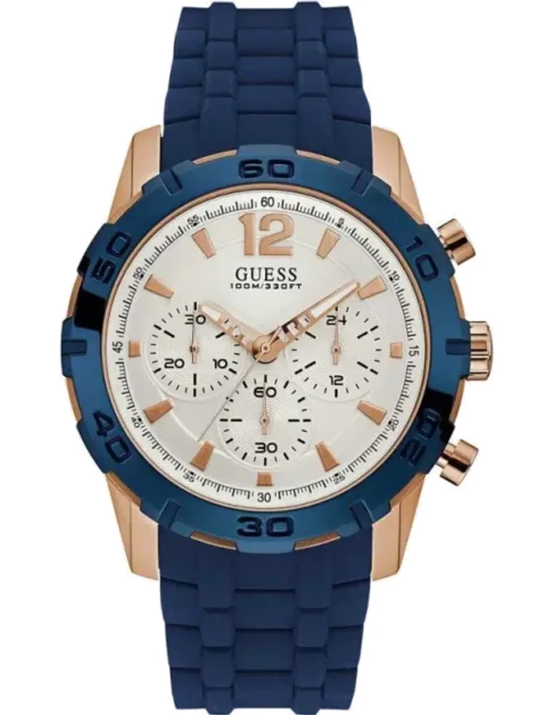 Montre Guess W0864G5 homme cadran blanc bracelet caoutchouc / silicone
