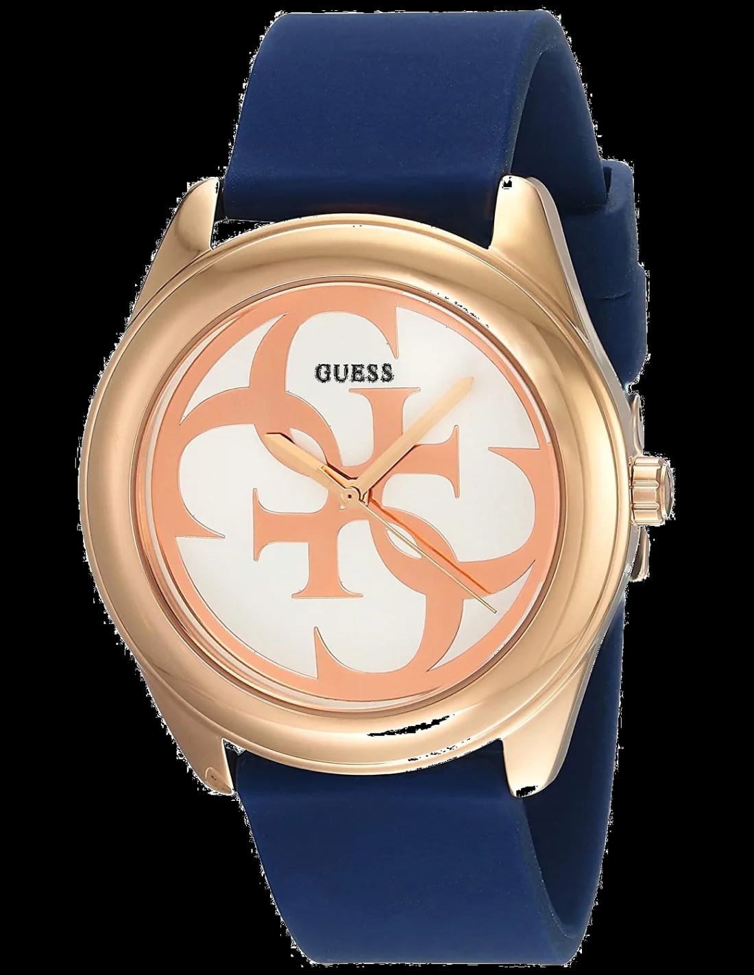 Montre Guess W0911L6 avec cadran bleu soleillé, aiguilles argentées et style sport chic