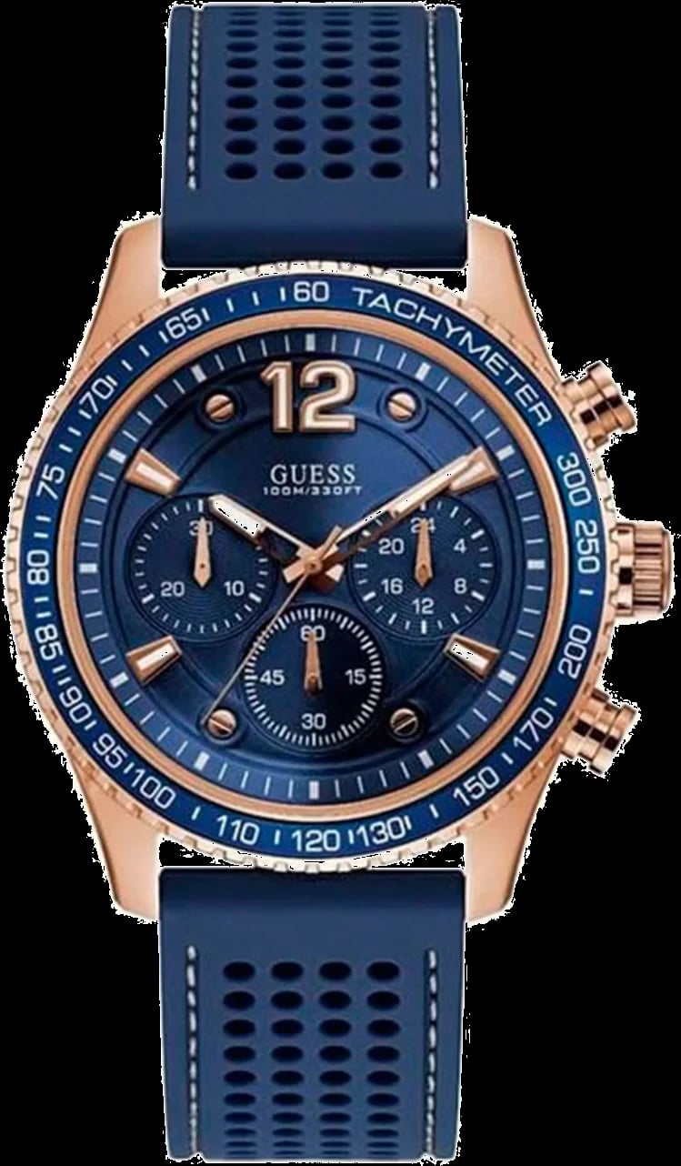 Montre Guess W0971G3 homme cadran bleu bracelet caoutchouc / silicone