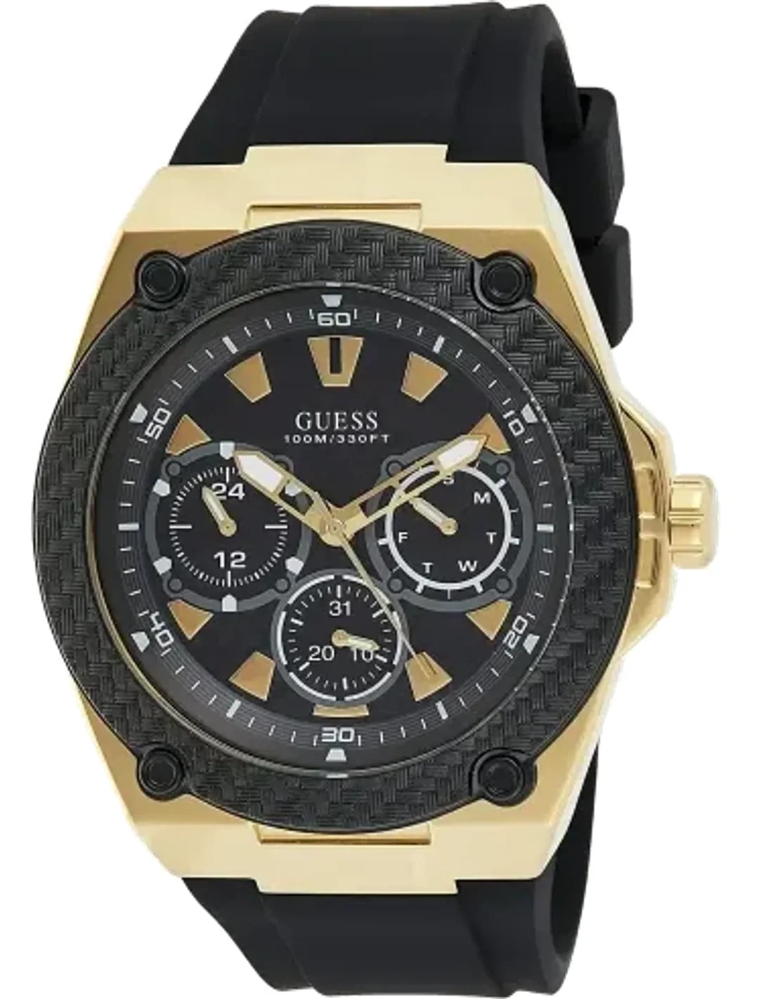 Montre Guess W1049G5 homme cadran noir bracelet caoutchouc / silicone
