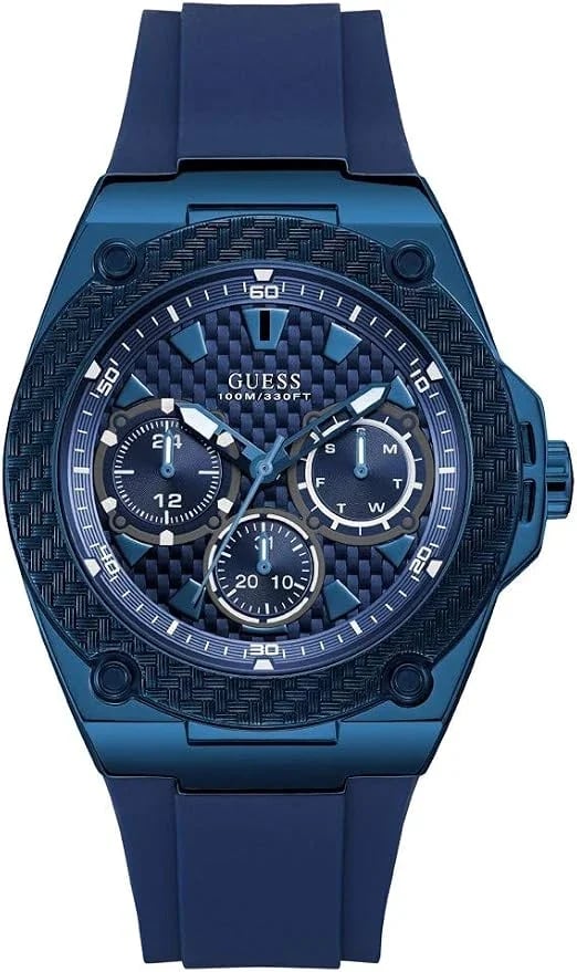 Guess W1049G7 Blue 45mm Case Men's Watch with Blue Silicone Strap Multifunction