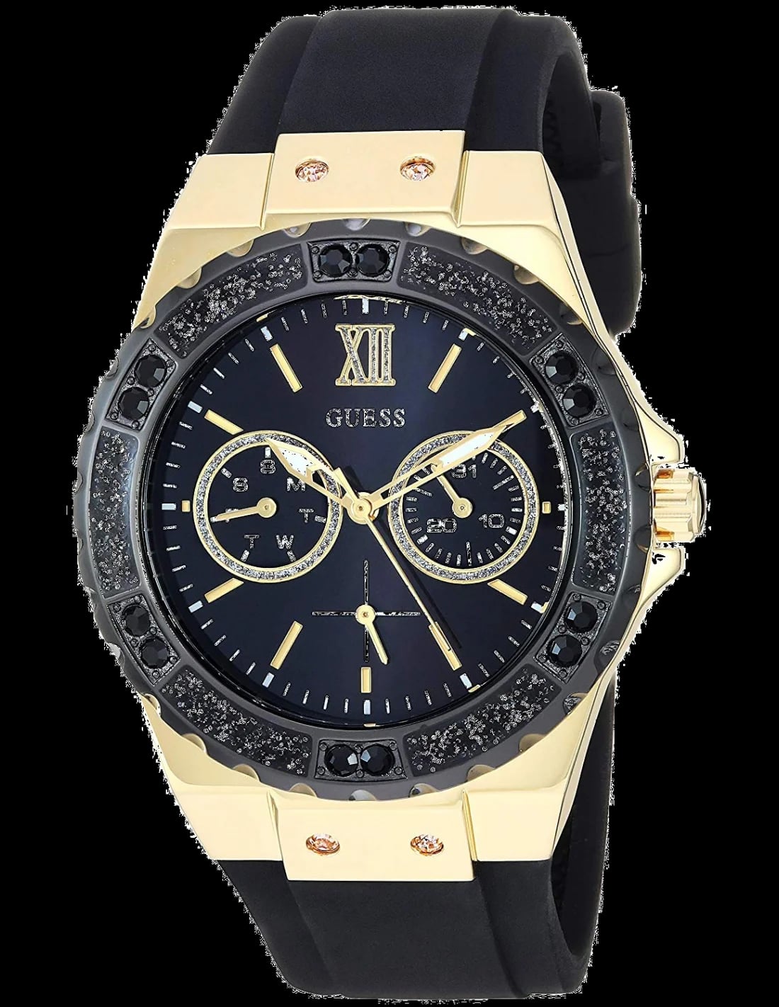 Montre Guess W1053L7 femme cadran noir bracelet caoutchouc / silicone