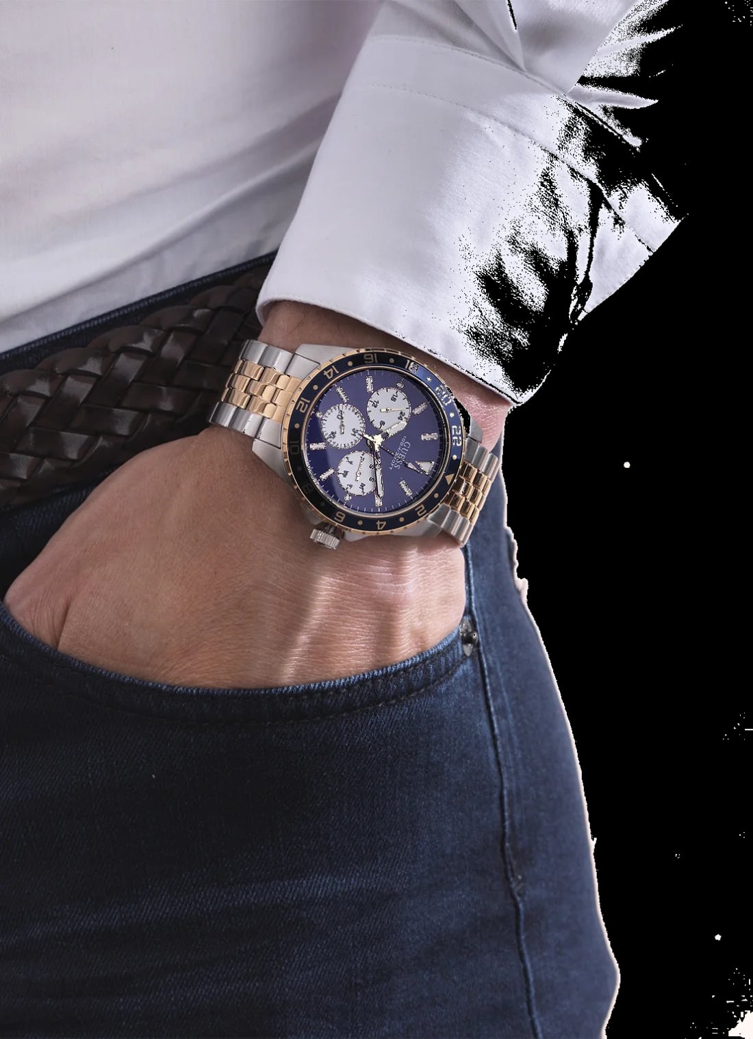 Montre Guess W1107G3 homme détail bracelet acier inoxydable