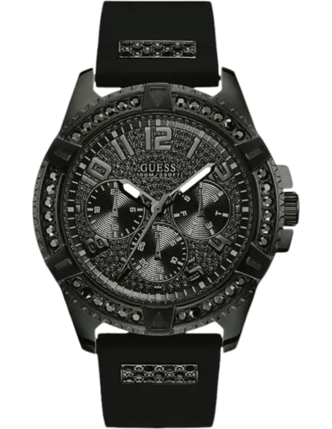 Montre Guess W1132G3 homme cadran noir bracelet caoutchouc / silicone