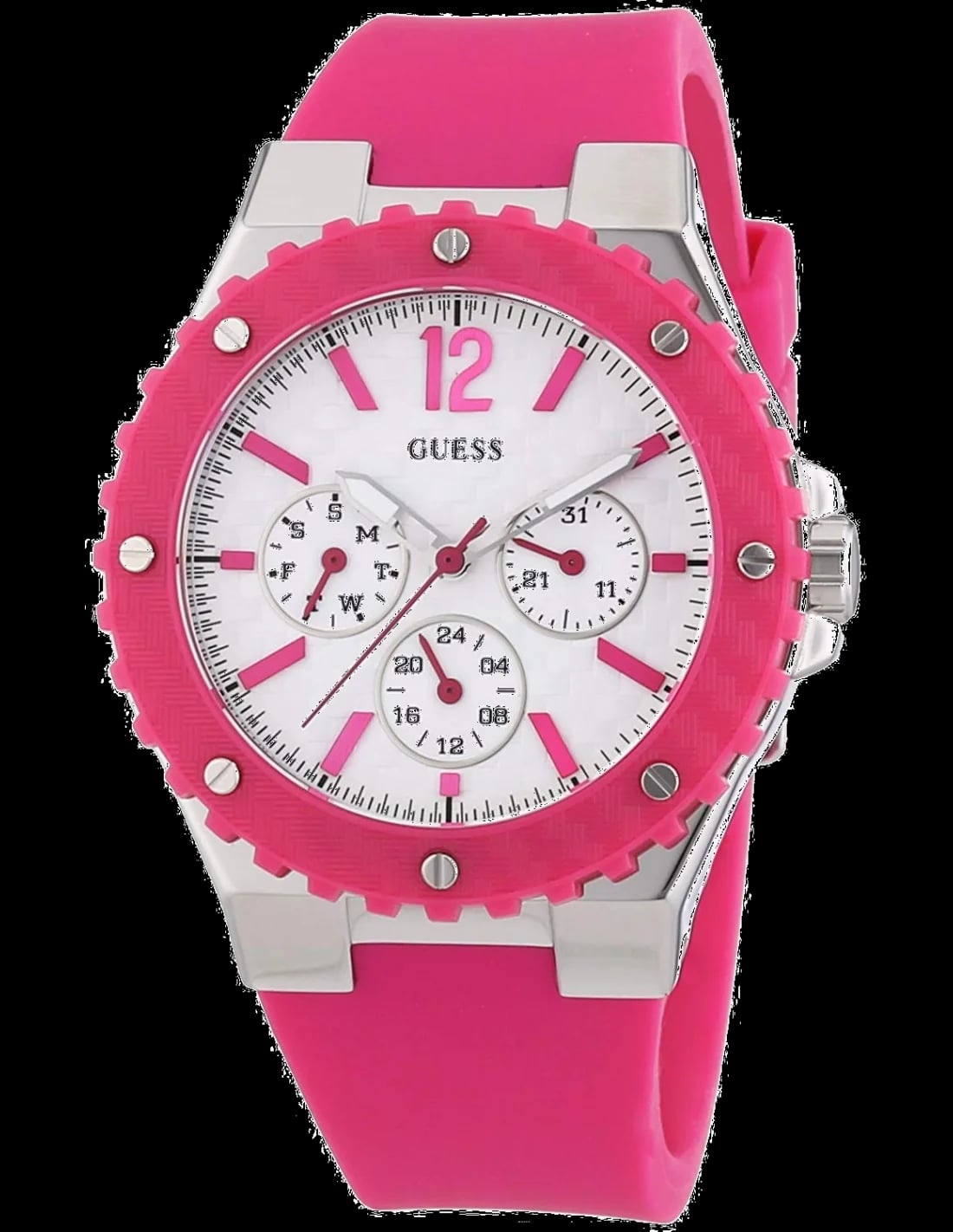 Montre Guess W90084L2 femme cadran blanc bracelet caoutchouc / silicone