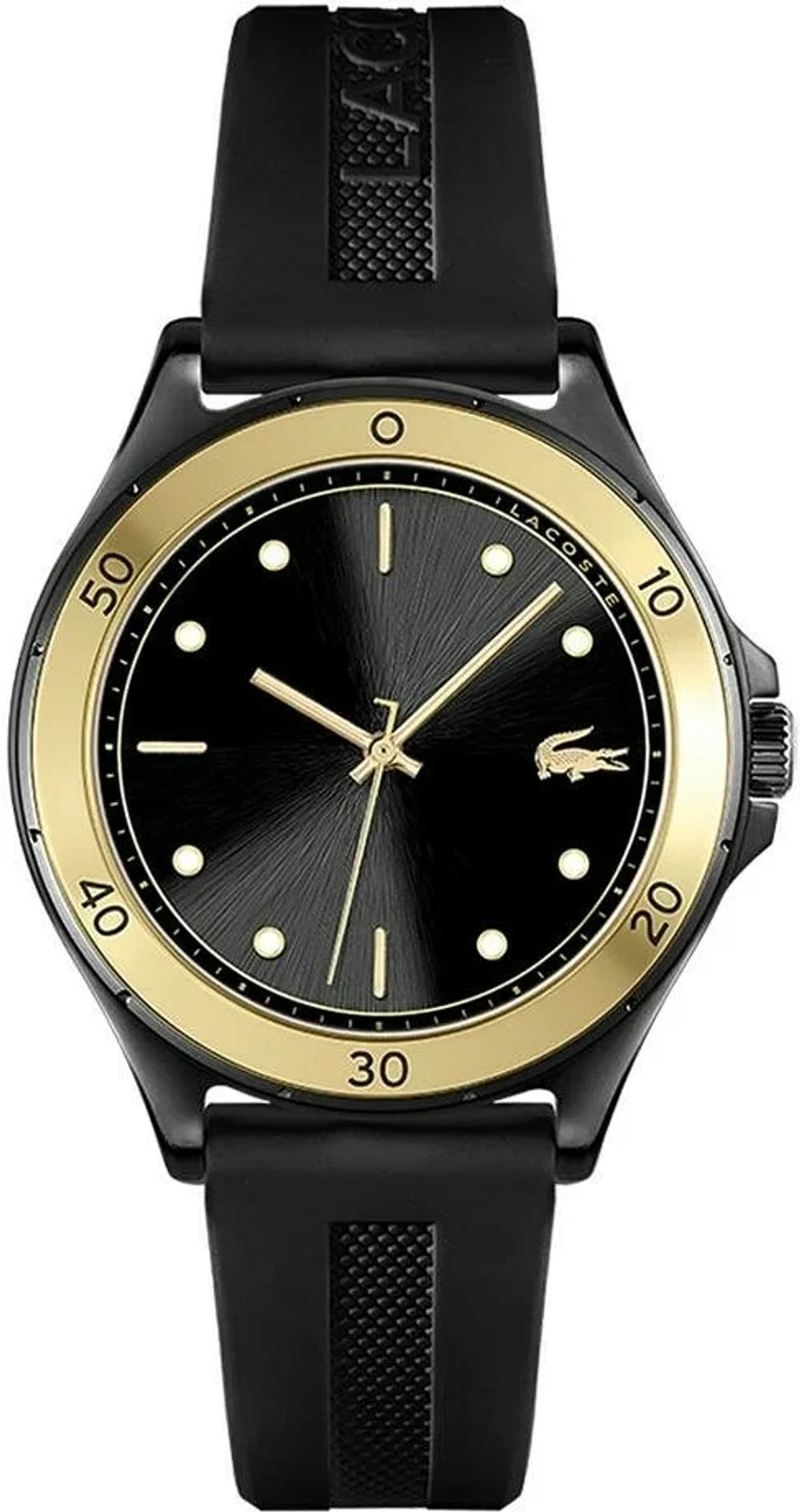 Montre Lacoste 2001223 femme cadran noir bracelet caoutchouc / silicone