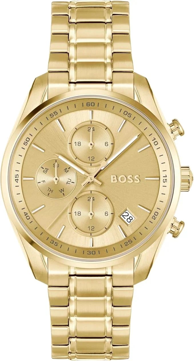 Montre Femme Hugo Boss Grand Tour 1502768 dorée bracelet maillons acier