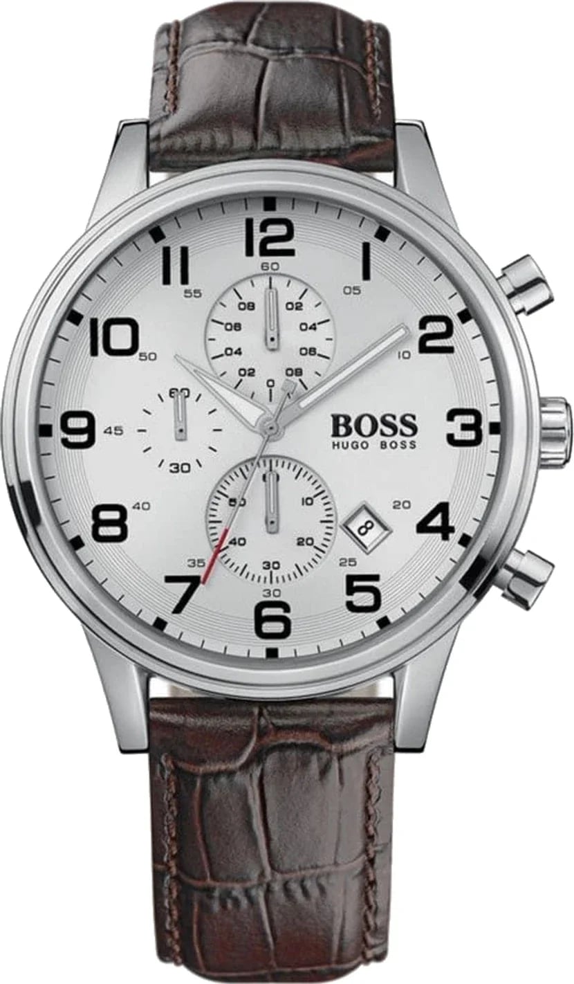 Montre Hugo Boss 1512447 homme cadran blanc bracelet cuir