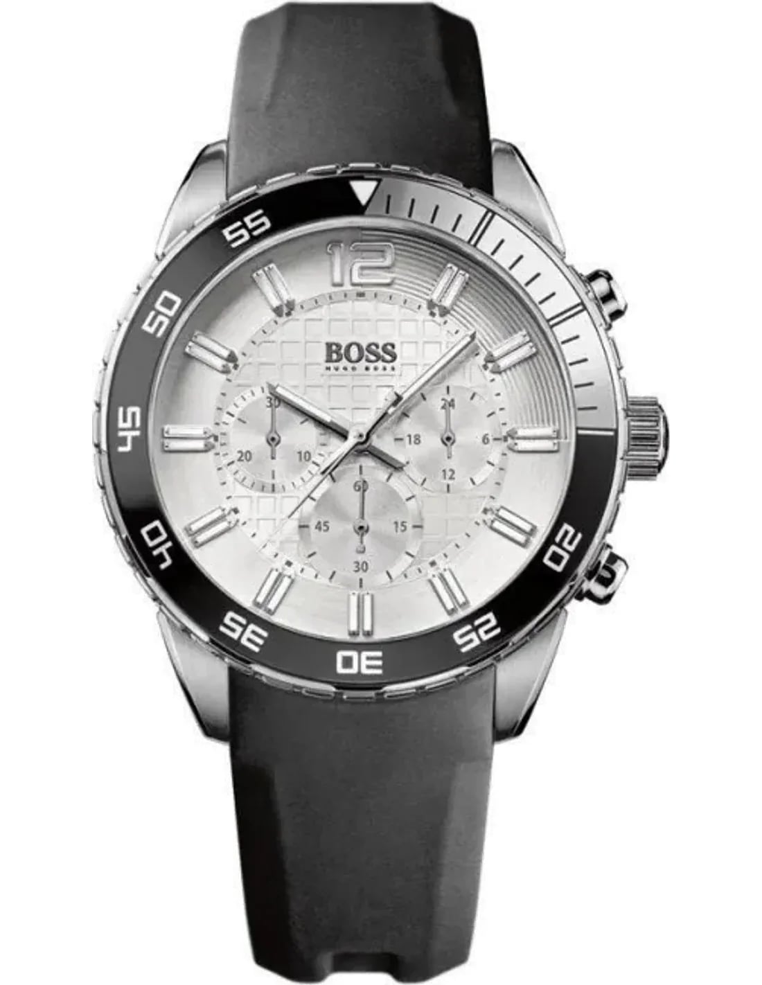 Montre Hugo Boss 1512805 homme cadran argent bracelet caoutchouc / silicone