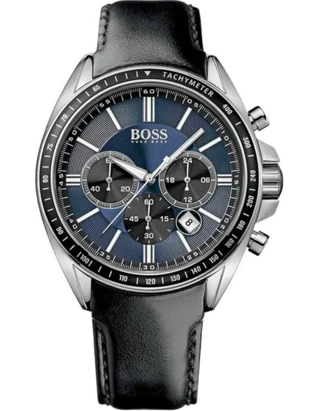 Montre Hugo Boss 1513077 avec cadran noir texturé et aiguilles argentées style sport chic
