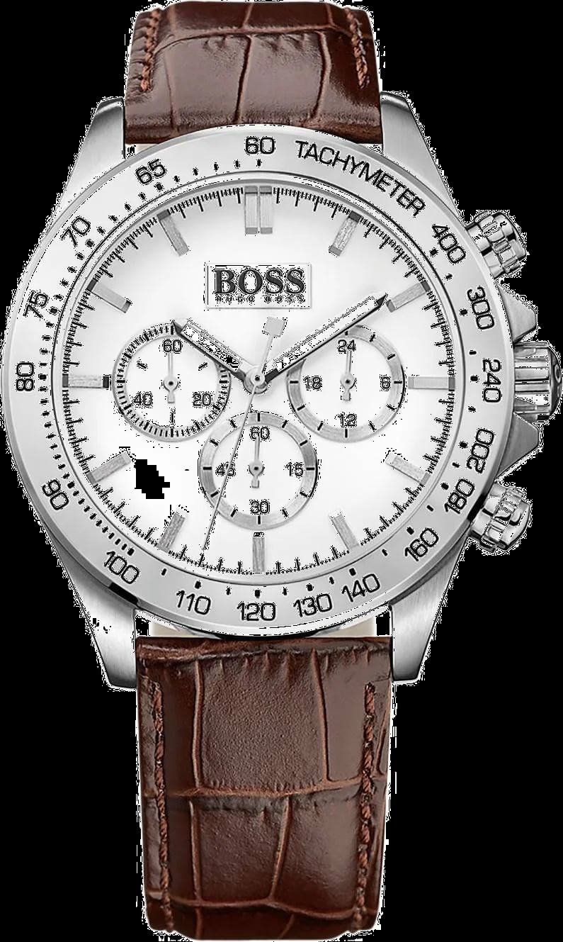 Montre Hugo Boss 1513175 homme cadran argent bracelet cuir
