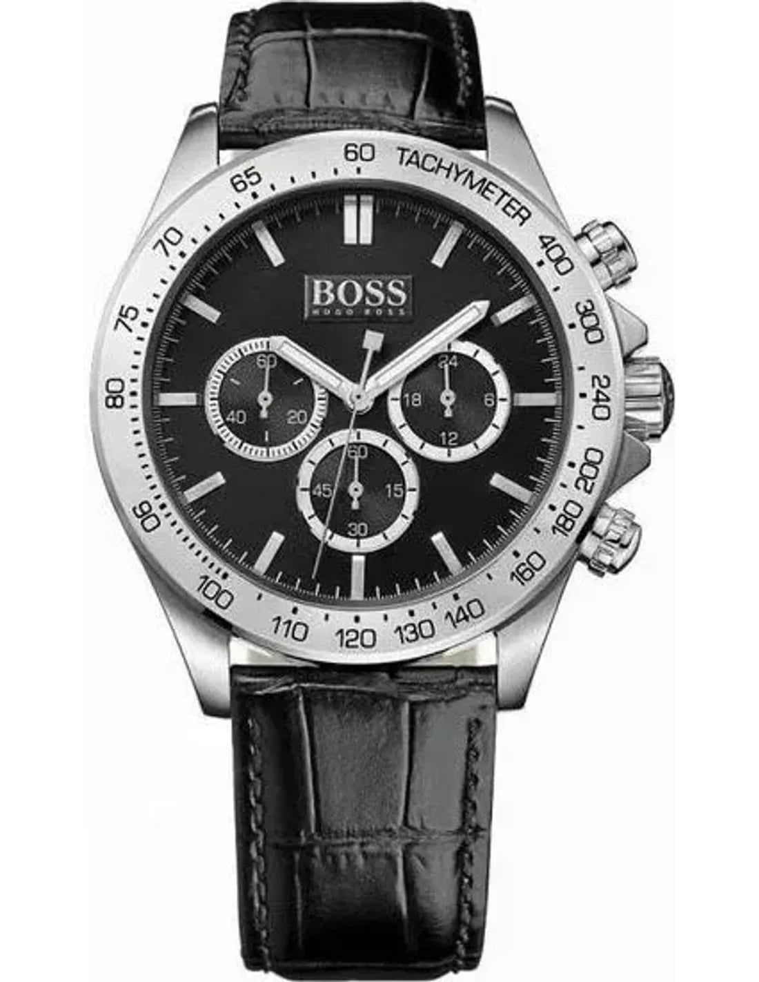 Montre Hugo Boss 1513178 homme cadran noir bracelet cuir