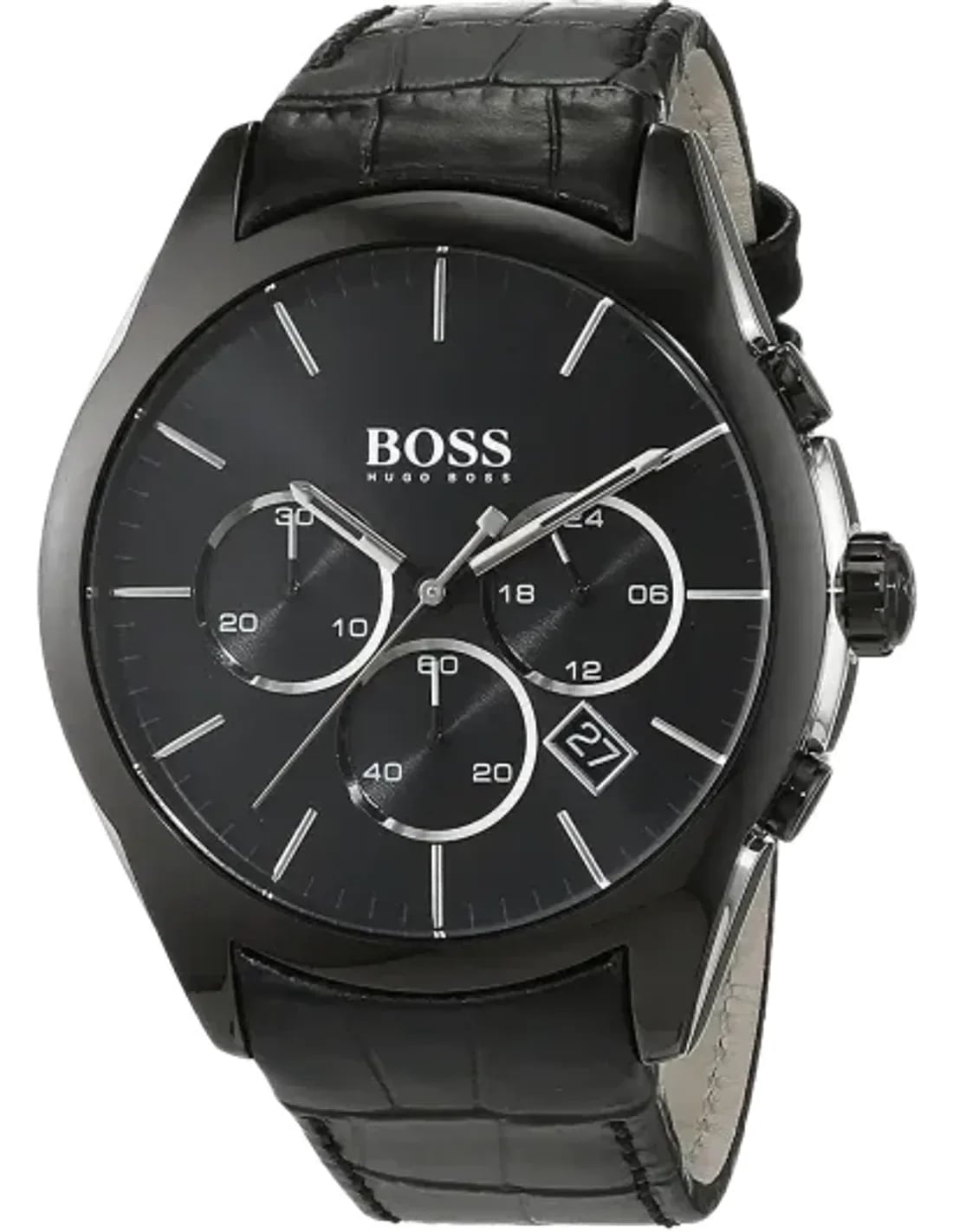 Montre Hugo Boss 1513367 homme cadran noir bracelet cuir