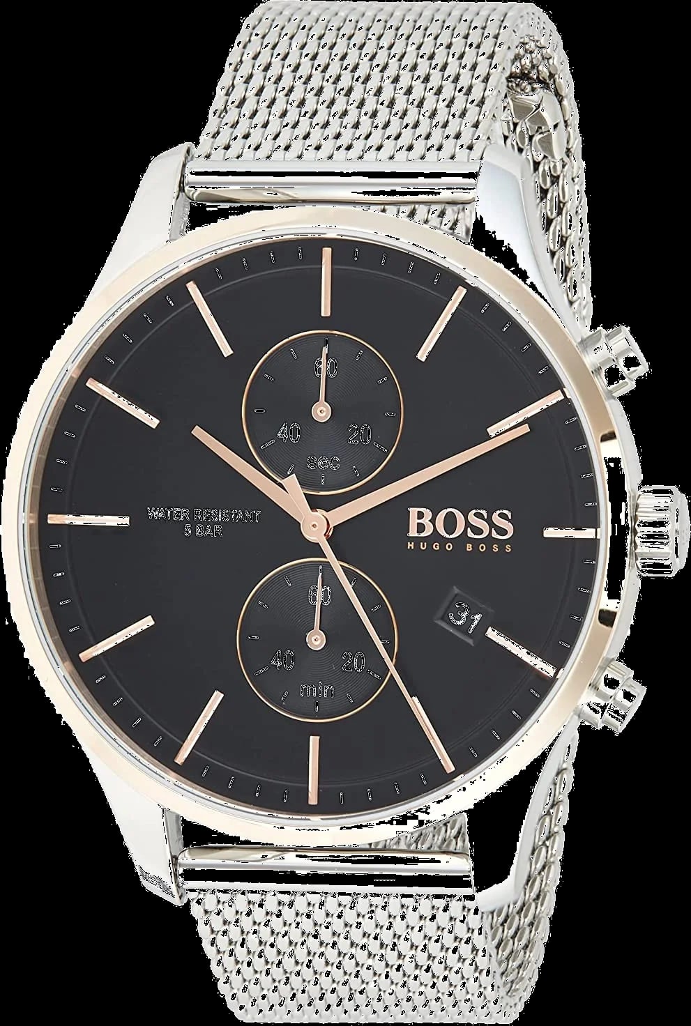 Montre Hugo Boss 1513805 homme cadran noir bracelet acier inoxydable
