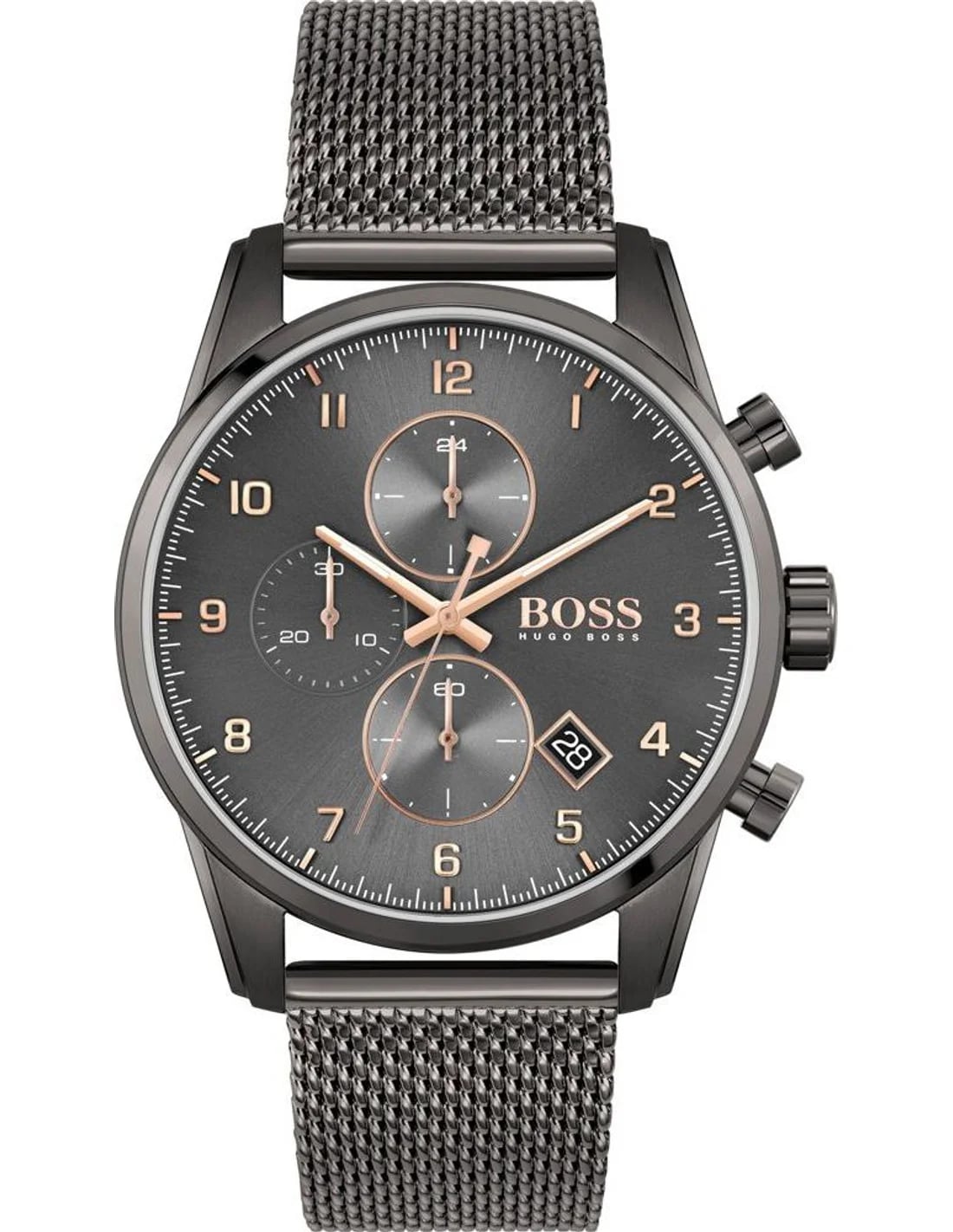 Montre Homme Hugo Boss Skymaster 1513837 grise bracelet maille milanaise