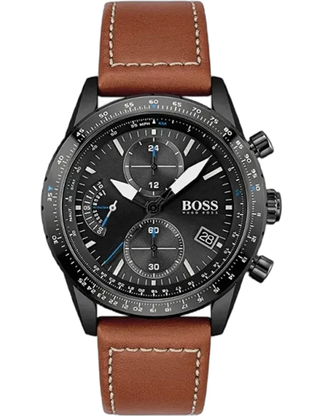 Montre Hugo Boss 1513851 homme cadran noir bracelet cuir